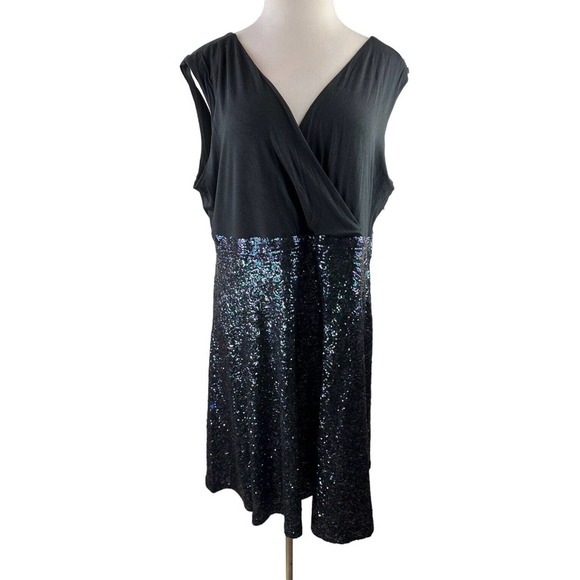 Torrid Special Occasion Black Sequin Skater Dress Black Women's Plus Size 24 - Picture 2 of 10